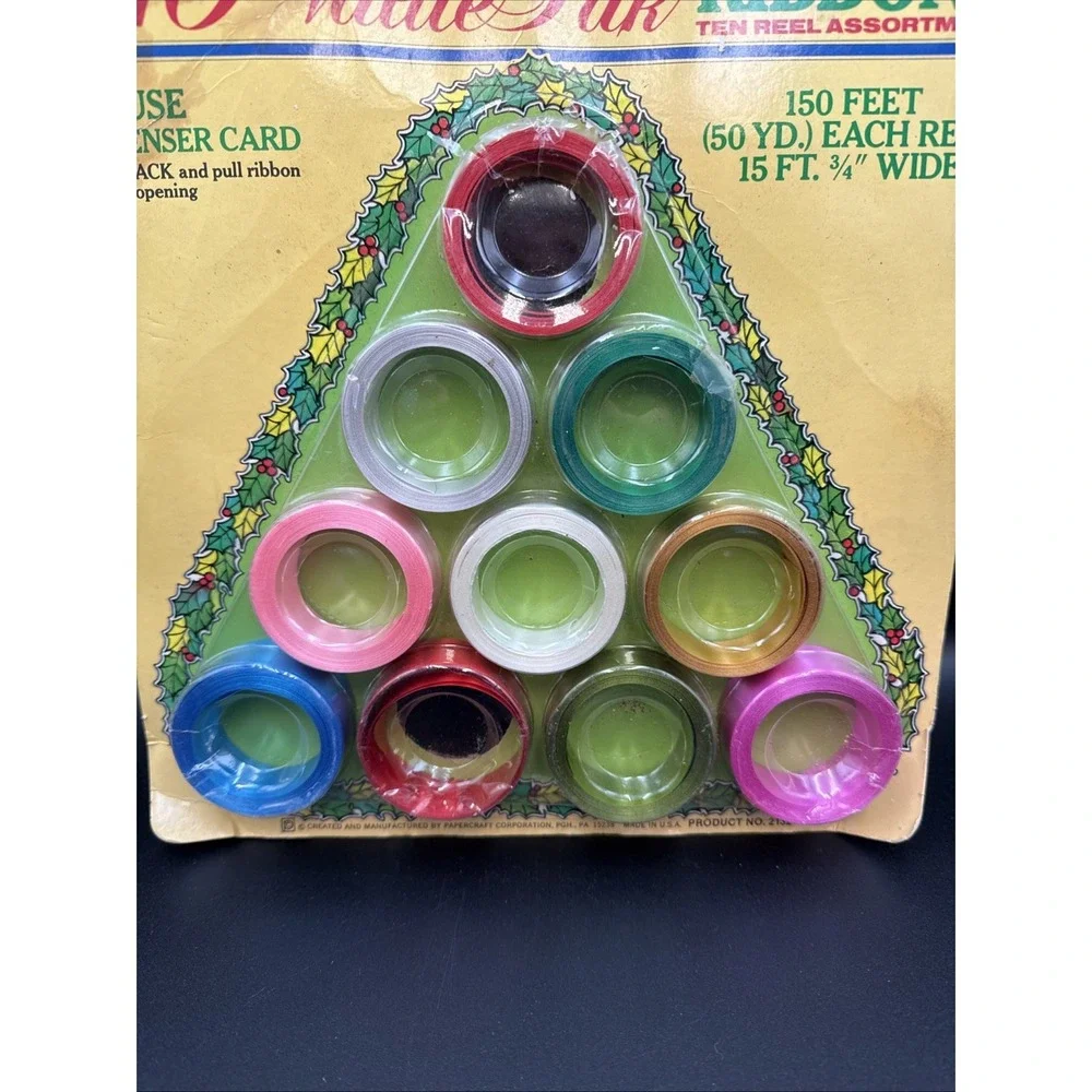 Vintage Christmas Ribbon Papercraft‎ Colors Gift Wrap New NOS 150 Ft